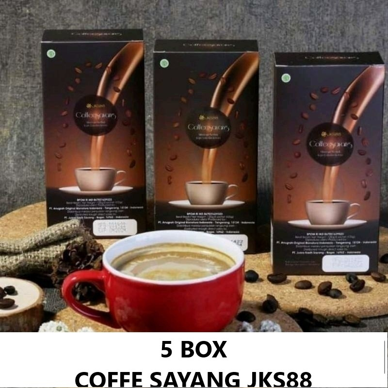

5 BOX ( 25 SACHET ) - COFE SAYANG / KOPI SAYANG 1 BOX ISI 5 SACHET ORIGINAL BPOM