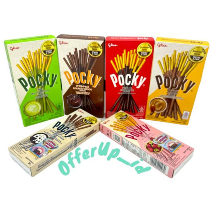 

Pocky Almond 36gr Milky Matcha 33gr Double Choco 47gr Chocolate 47gr