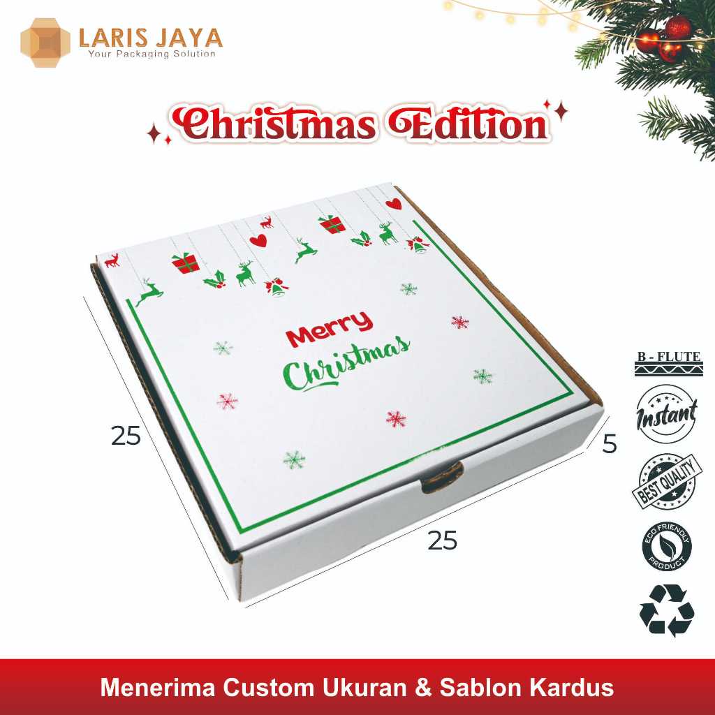 

Kotak Natal / Dus Merry Christmas / Box Packaging / Kado / Hampers / Uk.25x25x5 cm ( Kardus Natal Rusa 25 x 25 x 5 cm)