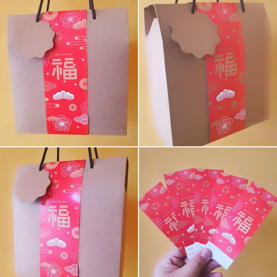 

( 5 Pcs ) Gable Box Cookies Sincia Dus Tenteng * Band Imlek Ukuran 19x9x15.5 cm