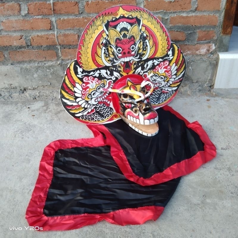 Caplokan barongan devil spon leak kuning kecil usia 2-4 tahun kain panjang jaranan kuda lumping