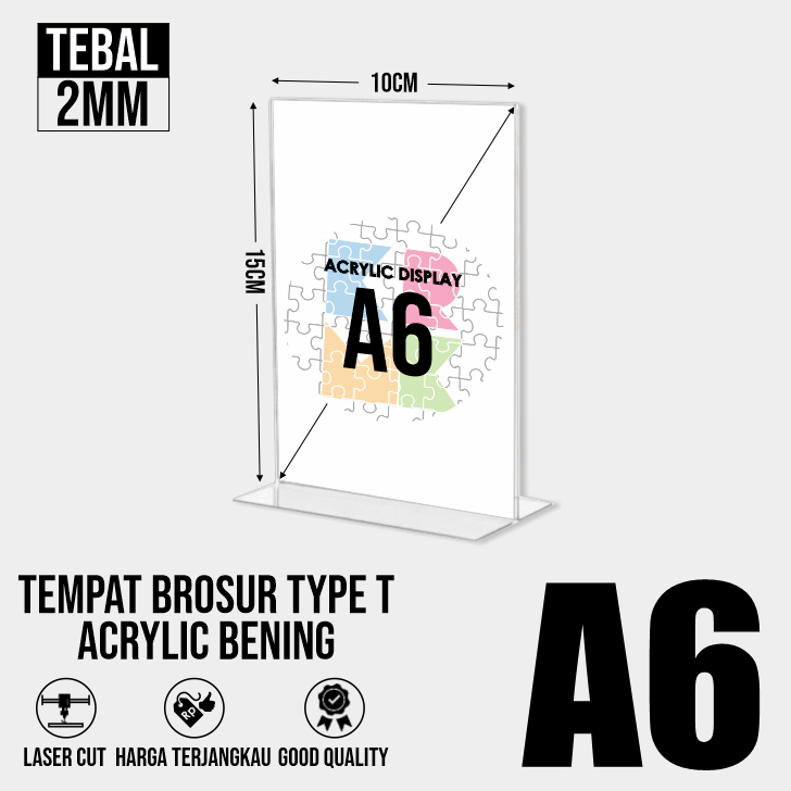 

KARIMIKA Tempat Brosur Menu Qris Barcode Ukuran A6 A5 A4 TENT HOLDER TENT CARD STAND AKRILIK Bening Tebal 2MM