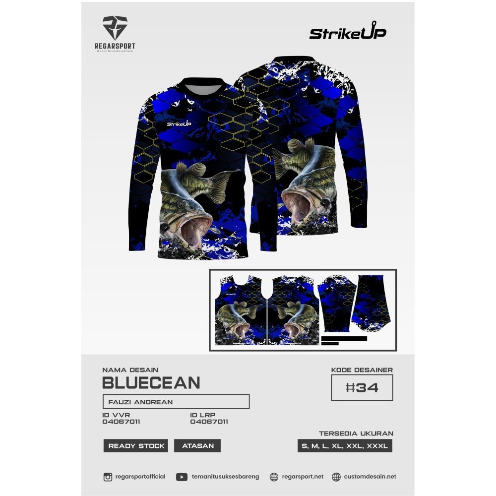 Kaos mancing pria lengan panjang