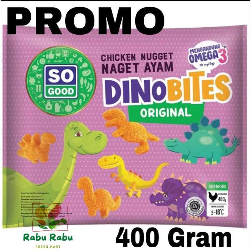

SO GOOD NAGET DINO 400 GR / DINOSAURUS / DINOBITER / SO GOOD / NUGGET FROZEN BEKU SOGOOD