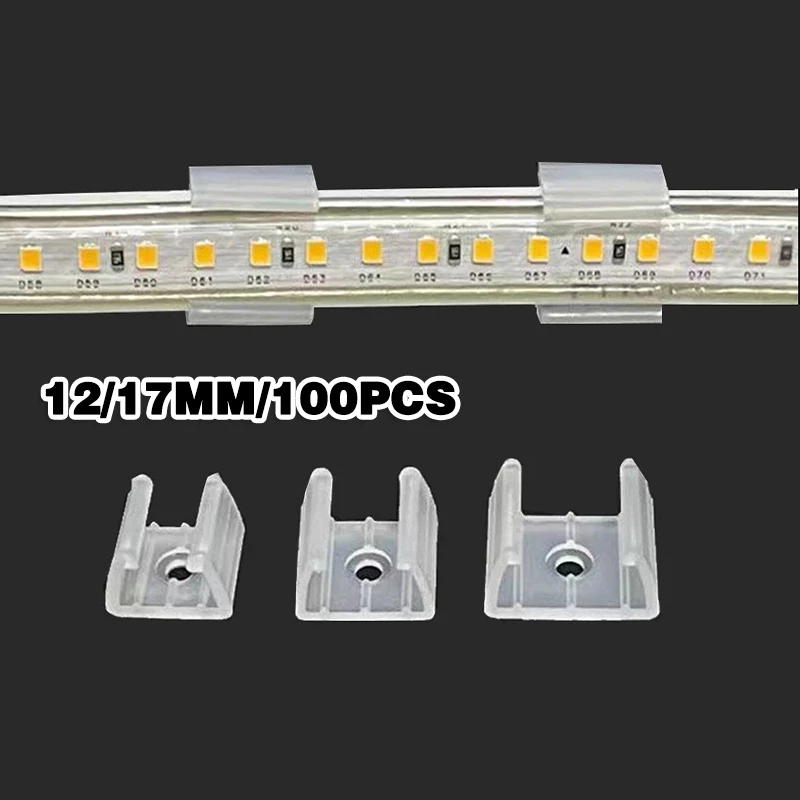 100PCS Dudukan Lampu Neon Klem Lampu Neon Braket Klem Neon Flexible Dudukan Neon Flex Led 12mm 17mm/