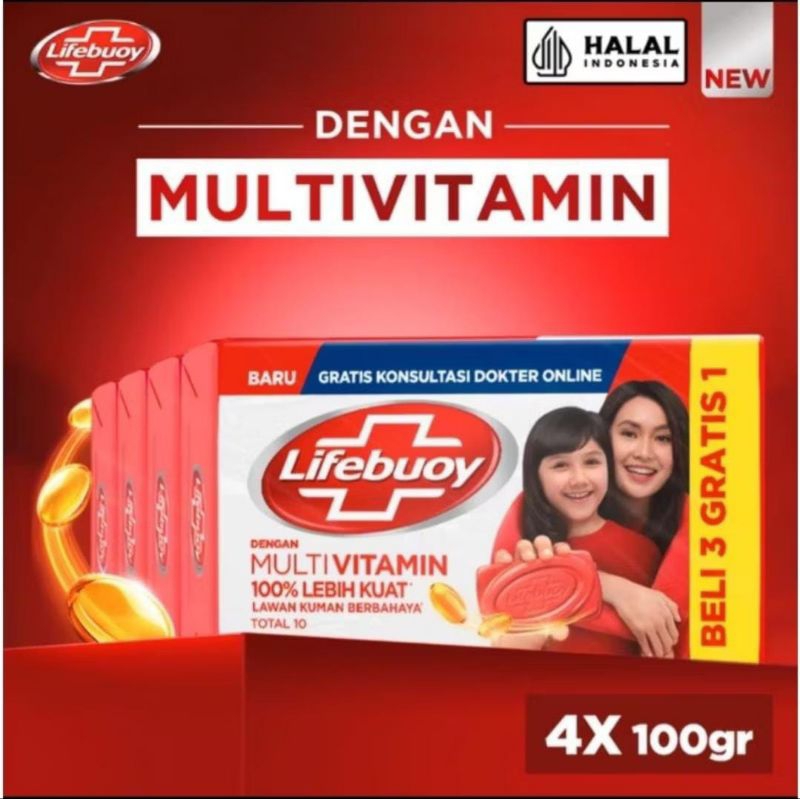 Lifebuoy Sabun Batang Antiseptik, Mildcare,japanese shiso.Total 10 4×100g