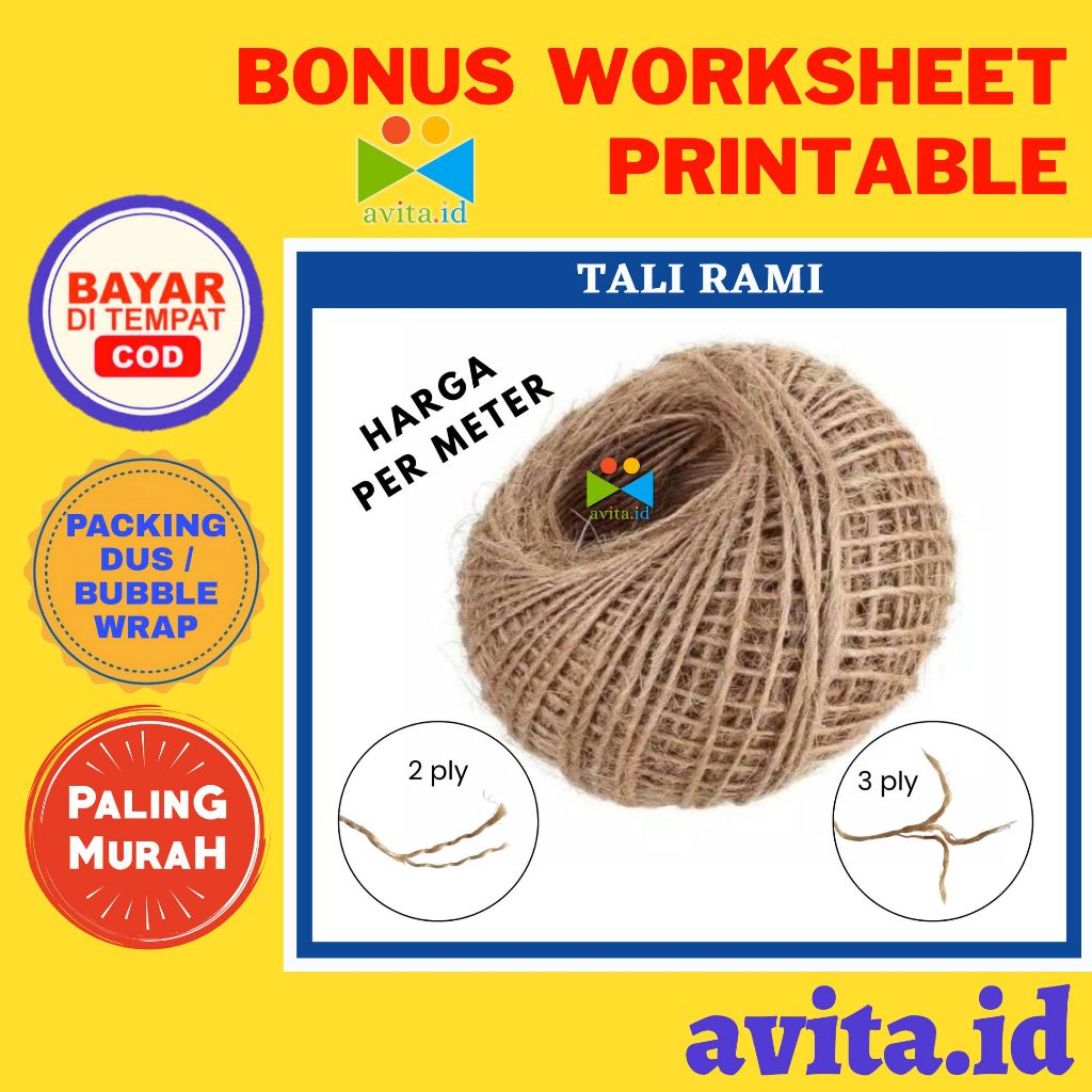 

avita.id [Meteran] Tali Rami 2 ply dan 3 ply / Tali Jerami 2 ply & 3 ply / Tali Rami per meter