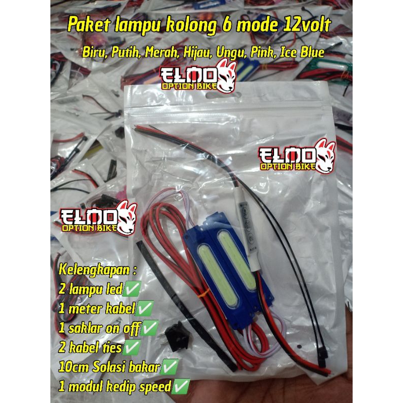 Paket lampu kolong led 12v 6 mode motor mobil sepeda listrik
