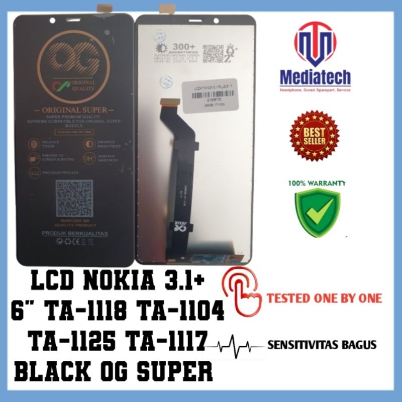 LCD NOKIA 3.1 PLUS 6" TA-1118 TA-1104 TA-1125 TA-1117 BLACK OG SUPER