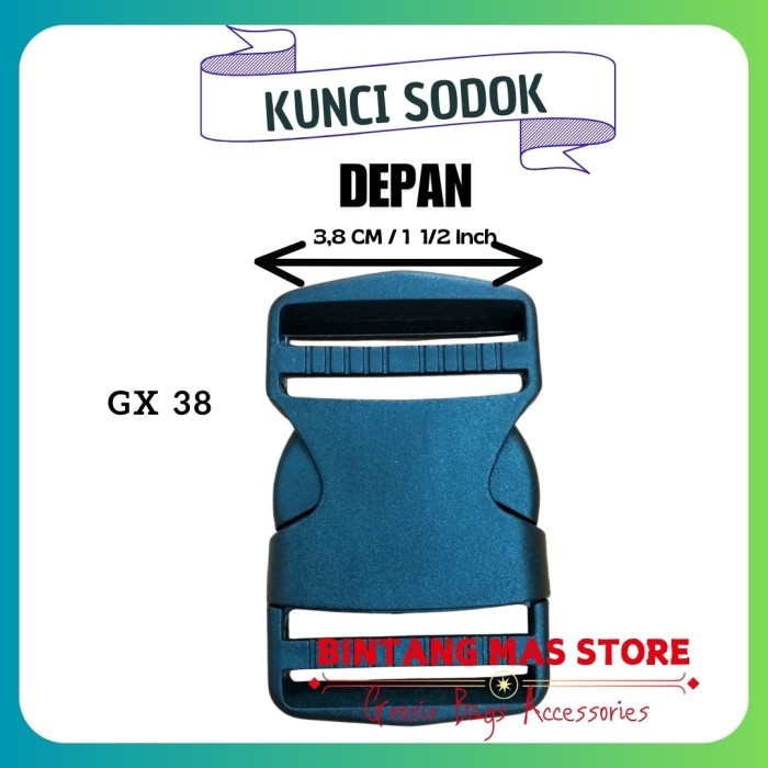 Kunci Sodok Buckle Tas 3,8cm Hitam