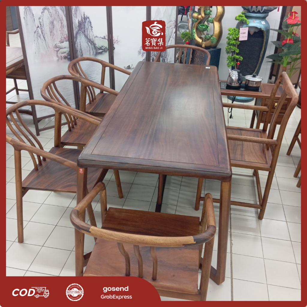 MING BAO JI Meja Teh China Set Z-006 Furniture Set Meja Teh Kursi Dengan Teko Panci Minimalis Clasic