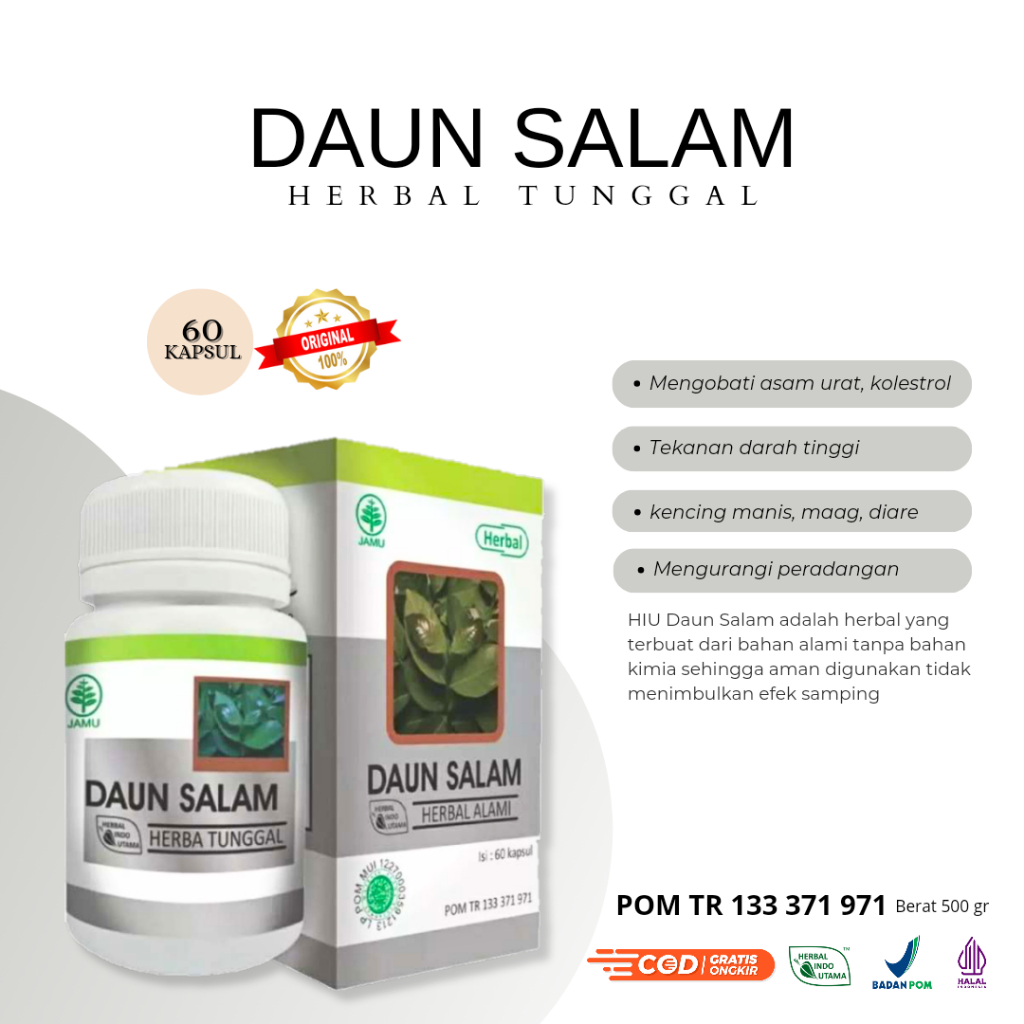 KAPSUL HERBAL HIU DAUN SALAM 60kapsul
