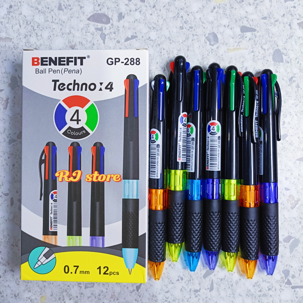 

ISI 12 PCS PENA 4 WARNA PULPEN BENEFIT PENA GEL 4 WARNA 0.7mm GP 288