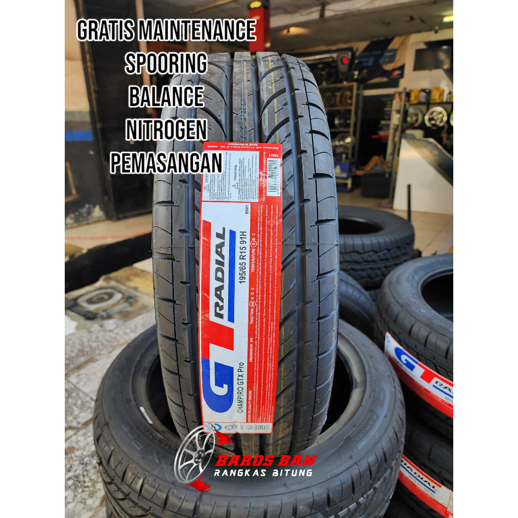 GT radial gtx pro 195 65 R15 tubles ban mobil murah ring 15