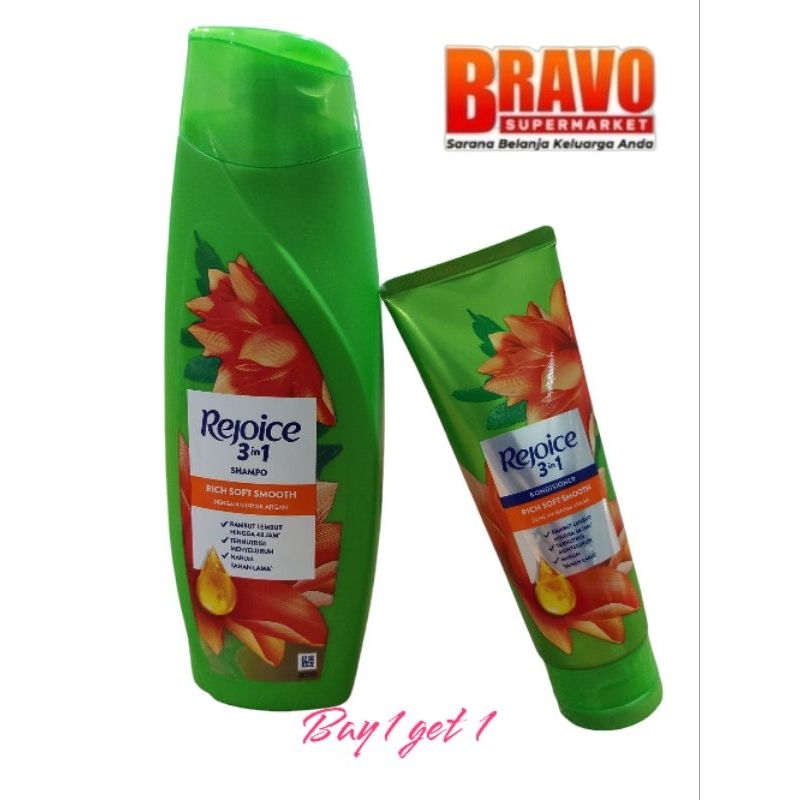 BAY 1 GET 1/SHAMPO REJOICE 3 in 1 340ml Free KONDITIONER 70ml
