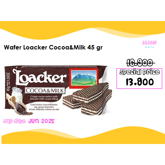 

Wafer Loacker cocoa&milk 45 Gram