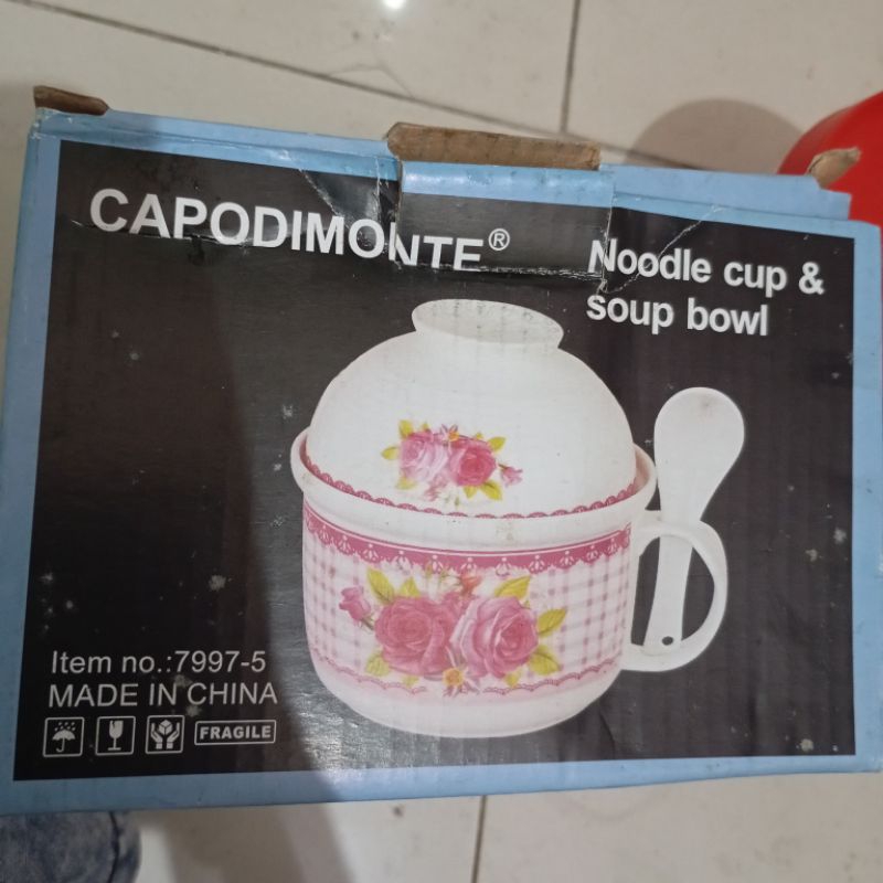 PO CAPO Capodimonte mug jumbo keramik 1 set sup & soup bowl NEW include sendok beling + bonus walls