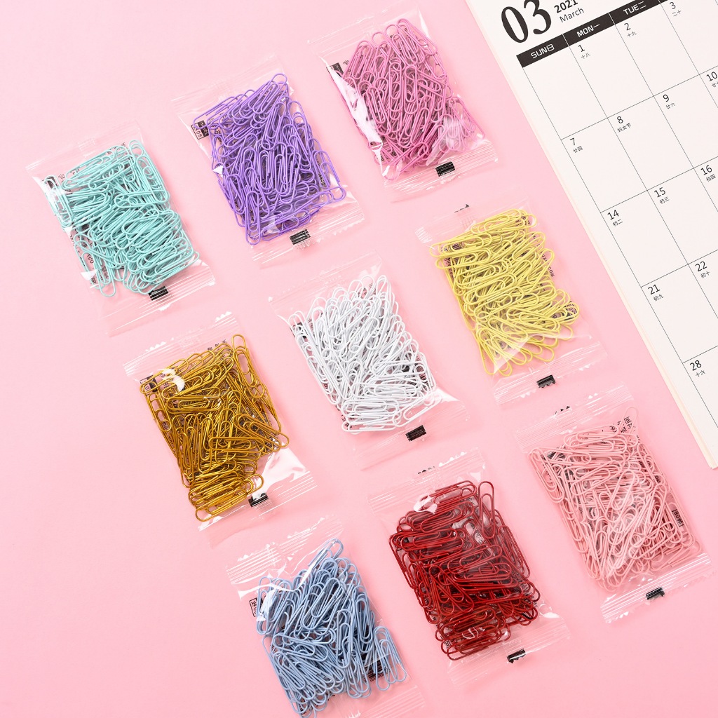 

80pcs/pack 28mm klip kertas warna metalik, jepitan kertas warna-warni, klip warna macaron
