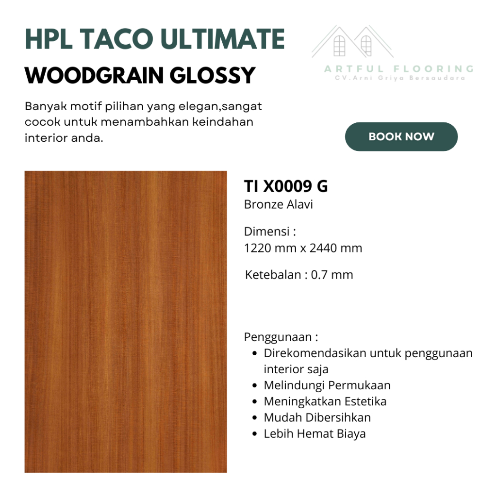 HPL TACO WOOD GLOSSY | Kode TI X0009 G | Lapisan Furniture-Pengaman Furniture