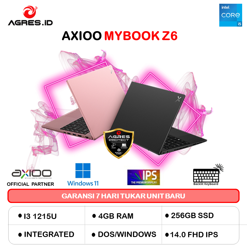 AXIOO MYBOOK Z6 I3 1215 8GB 256GB W11+OFFICE PERMANEN 14.0FHD IPS LAN BLK