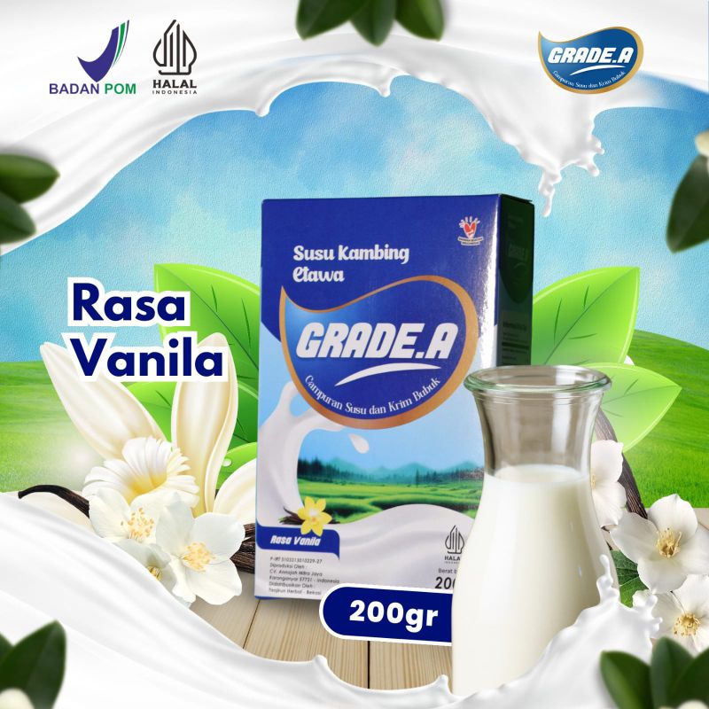 

Susu Kambing Etawa Grade.A Campuran Susu dan Krim Bubuk - membantu mengatasi nyeri sendi dan tulang keropos - Susu Bubuk Rasa Vanilla 200gram