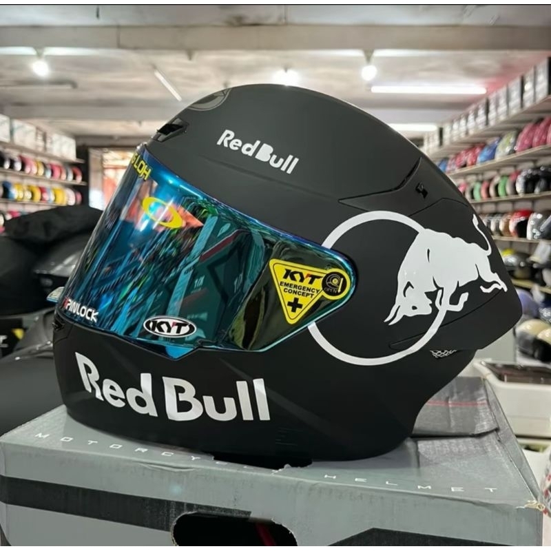 HELM KYT TT-COURSE POLOS SOLID REDBULL PAKET GANTENG ORIGINAL