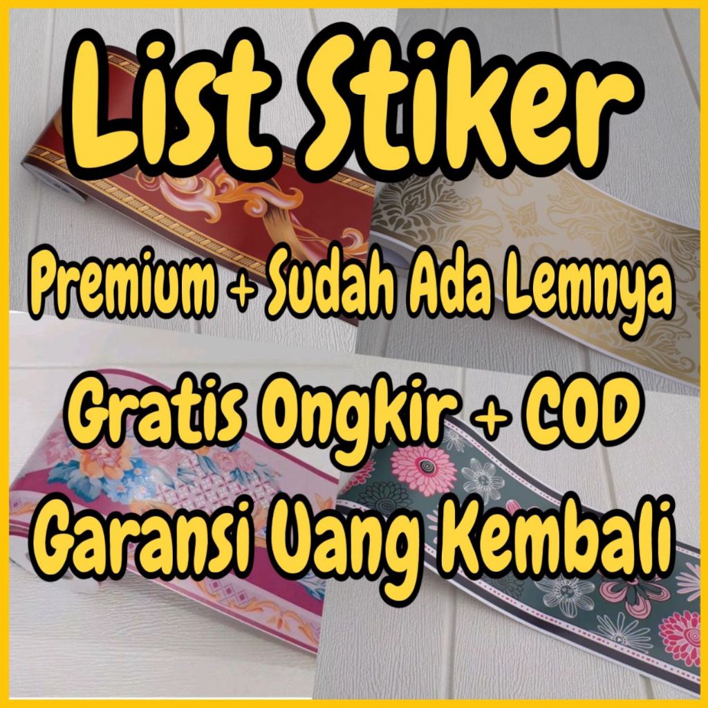 Wallpaper Stiker Border Motif Bunga Merah Hitam Biru List Border Border Waterproof