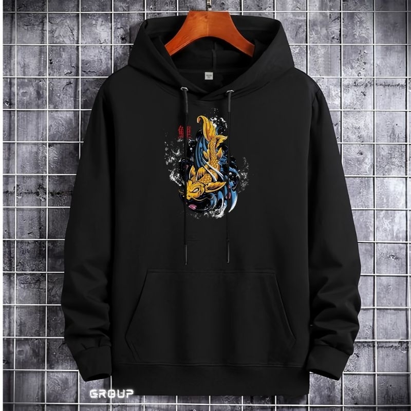 Hoodie pria kece keren hoodie flecce gambar Ikan