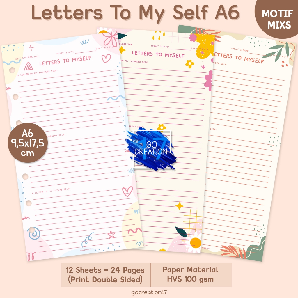 

Buku Planner Refill Kertas Binder Letters To My Self Motif Premium A6