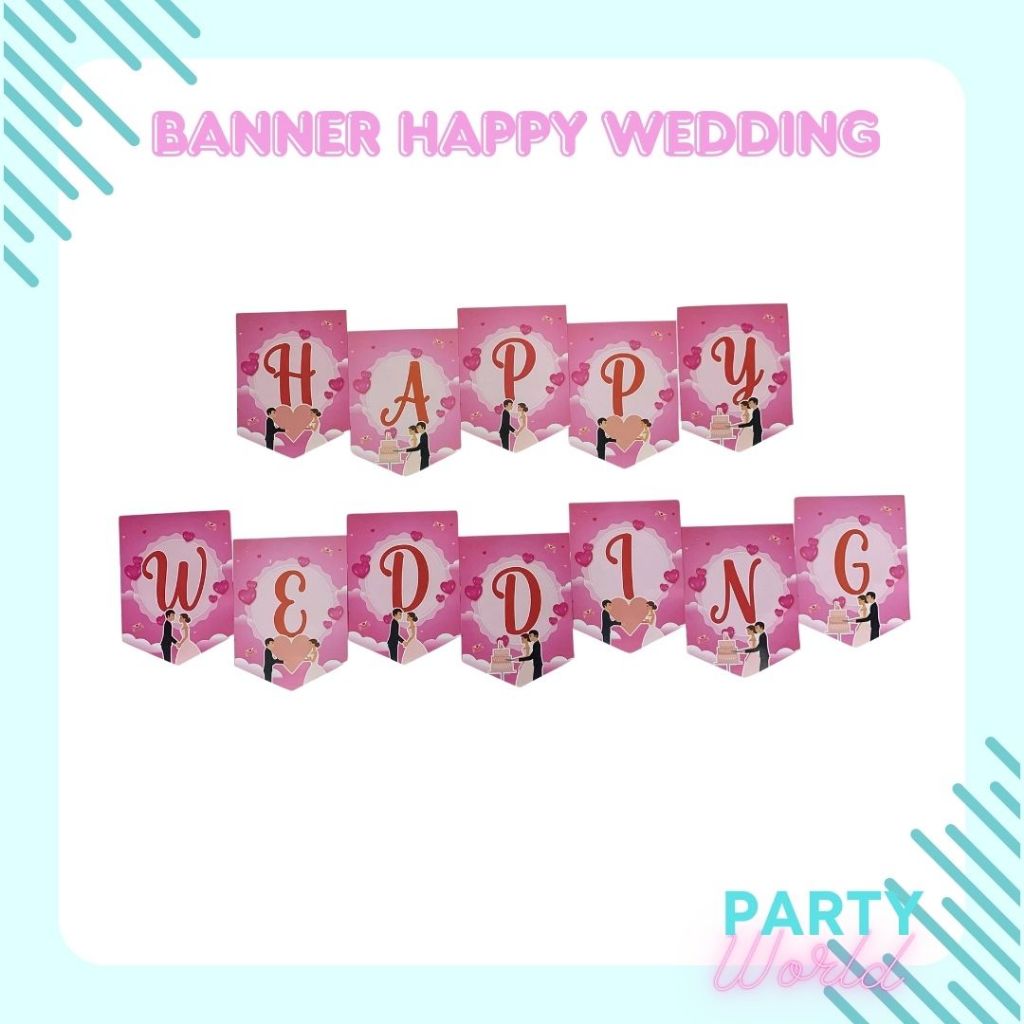 Banner Happy Wedding Banner Dekorasi Wedding Pernikahan Wedding Decoration