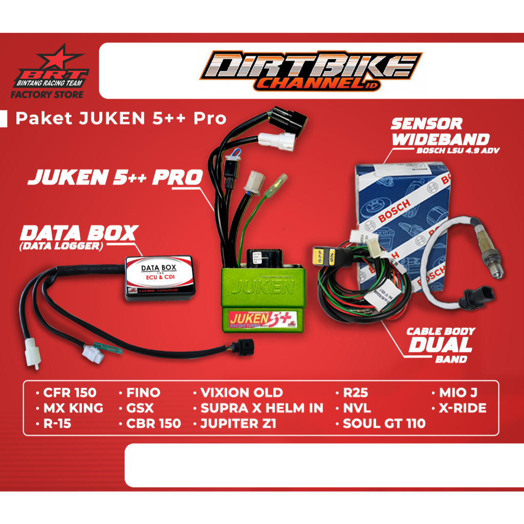 PAKET ECU BRT JUKEN 5+ PLUS PRO RACING TURBO WR 155 CRF 150 MX KING SATRIA FU GSX R15 SONIC MIO J