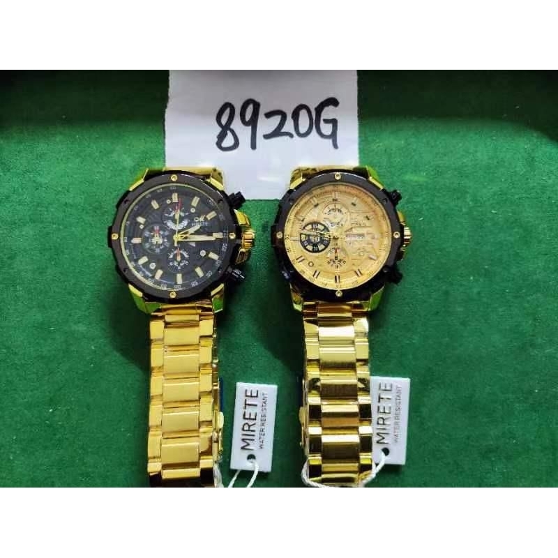 Jam Tangan Pria keren warna Gold (MIRETE)