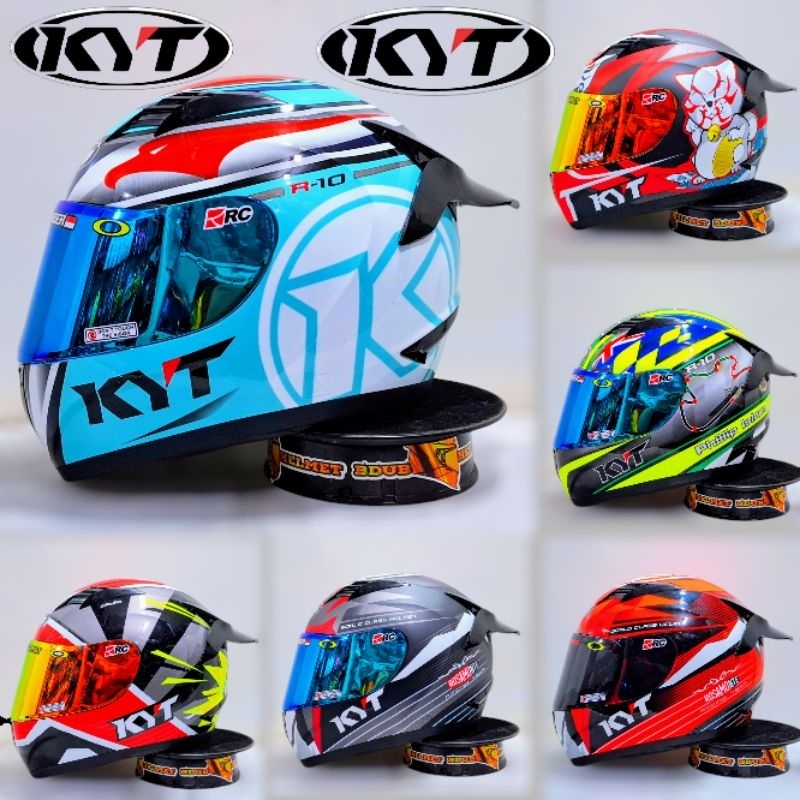 Helm full face KYT R10 Motif AquaMarine (Paket Ganteng)