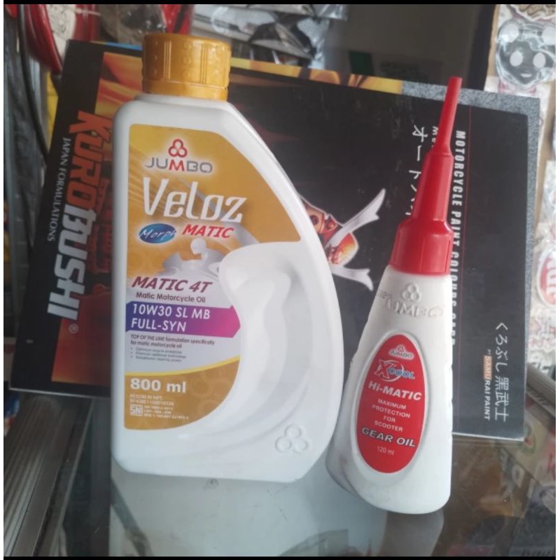 paket oli motor matic 10w30 800 ml plus oli gear jumbo veloz original