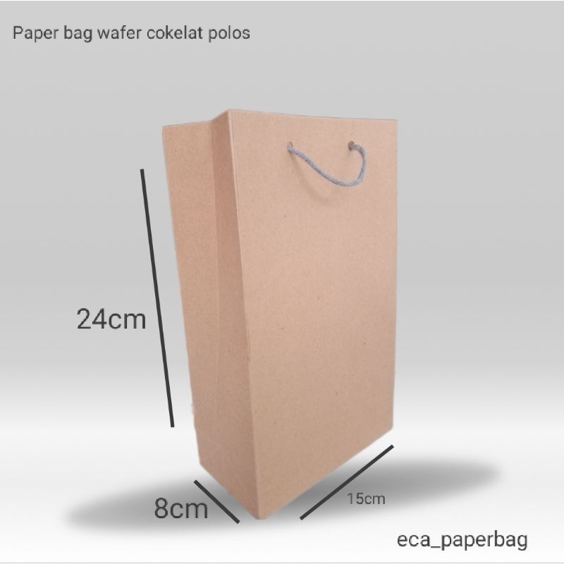 

Paper bag wafer cokelat polos 15 x 8 x 25 (P x L x T) tas kertas berkualitas Kraft