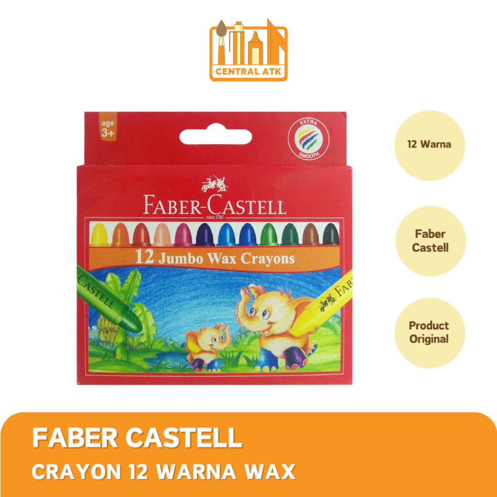 

CRAYON / OIL PASTEL FABER CASTELL ISI 12 WARNA JUMBO WAX