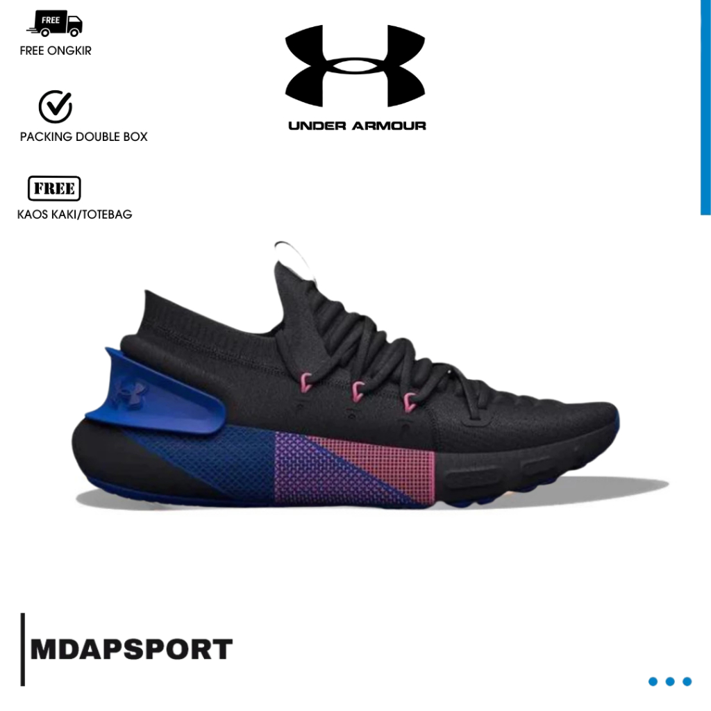 Under Armour HOVR Phantom 3 Mens Running Shoes - Black Blue Pink