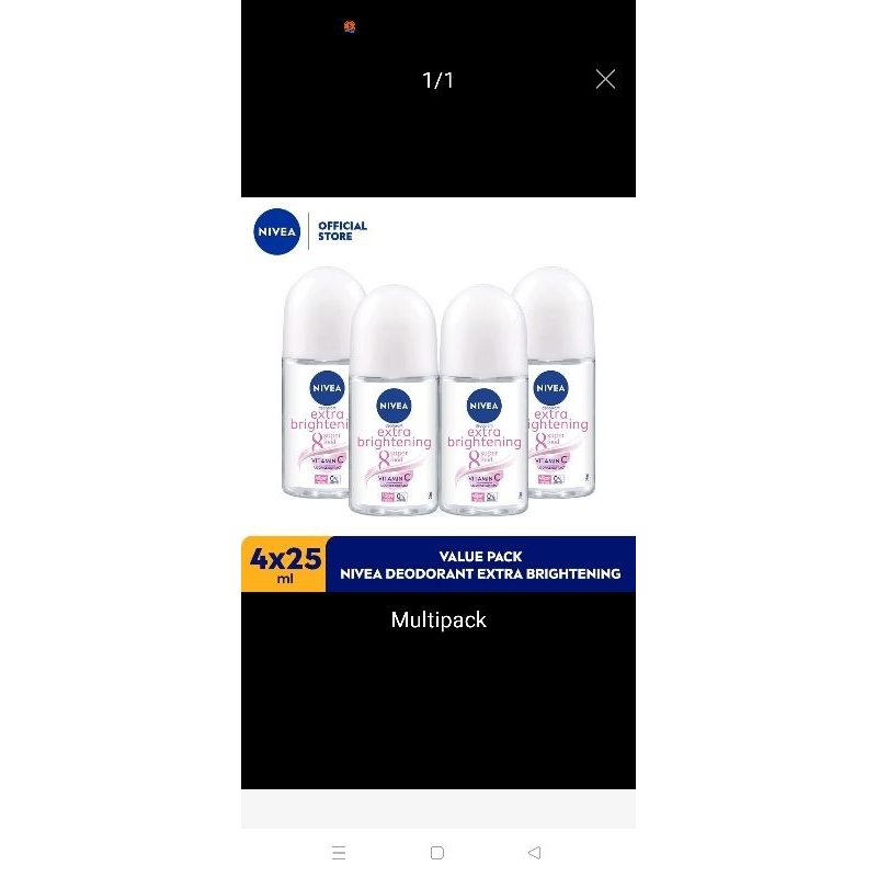 Nivea deodorant 25ml (1x cekout dapat 4)