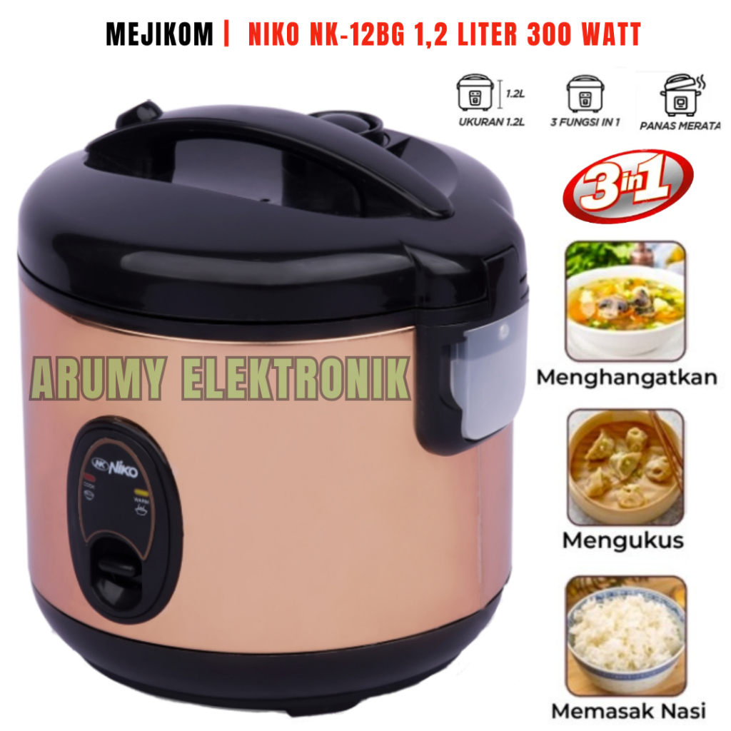 Promo Termurah Mejikom Niko Nk-12bg 1,2 Liter 300 Watt | Rice Cooker 300 Watt Anti Lengket | Mejikom
