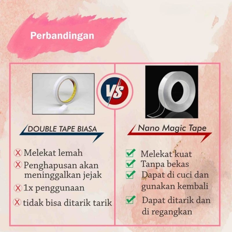 

Double Tape Isolasi 2 Sisi Nano Selotip Bening Super Kuat Lengket 5M