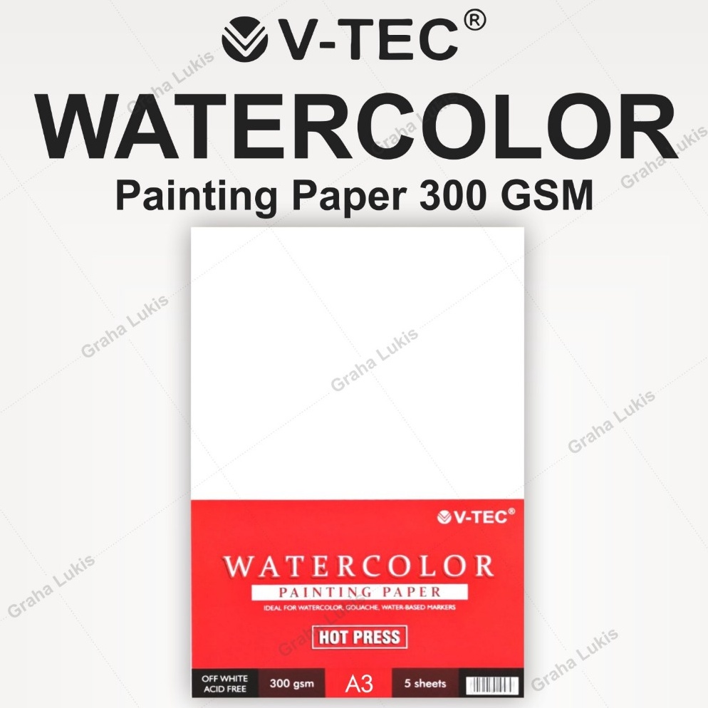 

ART H2V2 VTEC Watercolour Paper Hot Pressed A3 3 Gsm Lembaran