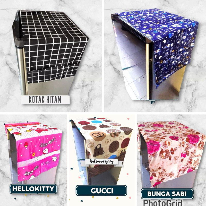 Taplak Kulkas Sarung Cover Kulkas 1 Dan 2 Pintu Motif Karakter Kain Tebal Dengan Kantong Cover Kulka