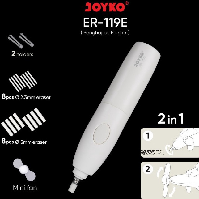 

Hot Penghapus Pensil Elektrik Kipas Angin JOYKO ER119E Eraser 2 Fungsi