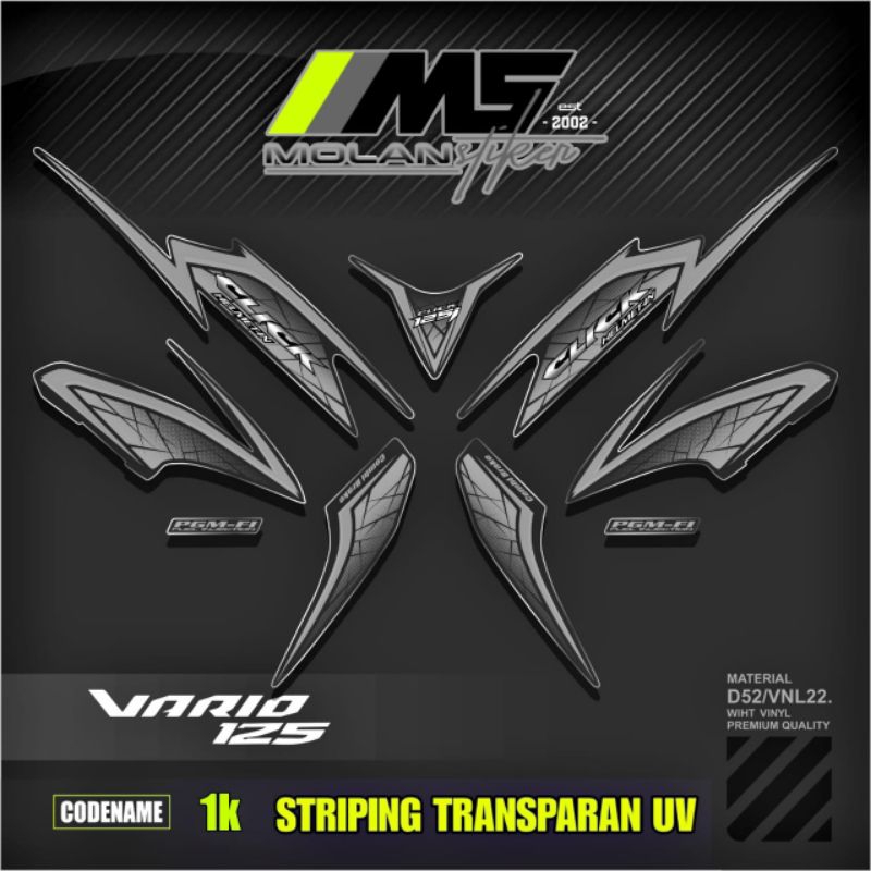 Decal Sticker Striping Variasi Transparan Uv Vario 125 Old (CLICK 125 i) Vario 125 Techno/Cbs 2012-2