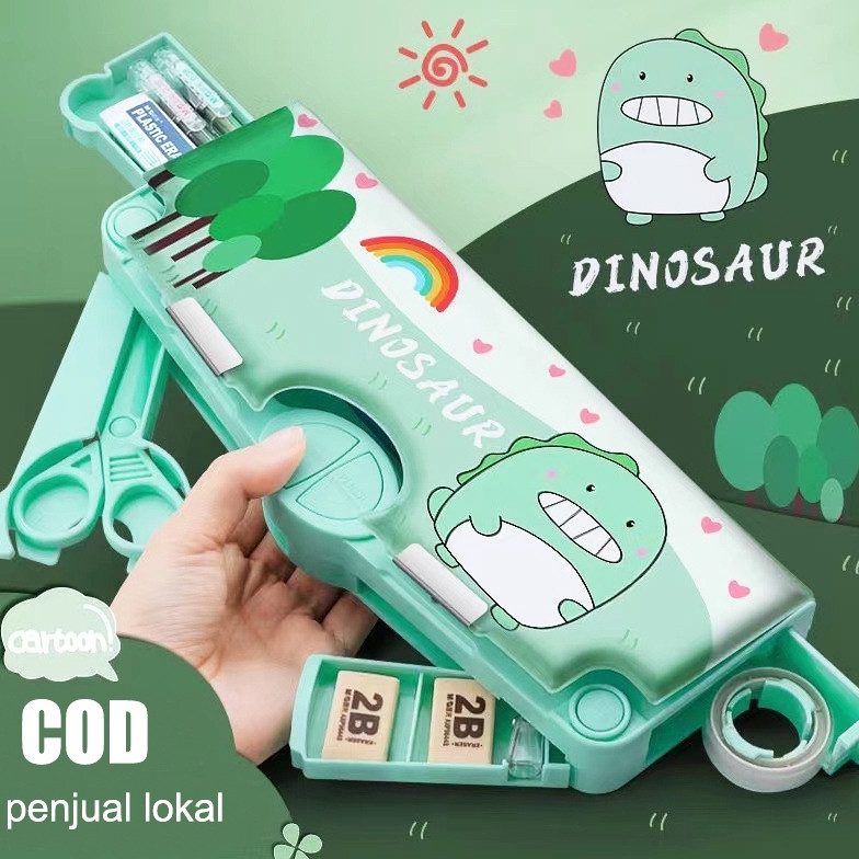 

ART A4J6 Kotak Pensil Multifungsi Lengkap Tempat Pensil Multifungsi Kotak Pensil Anak Lengkap Peruncing Gunting Isolasi Penghapus Penggaris Alat Tulis Sekolah