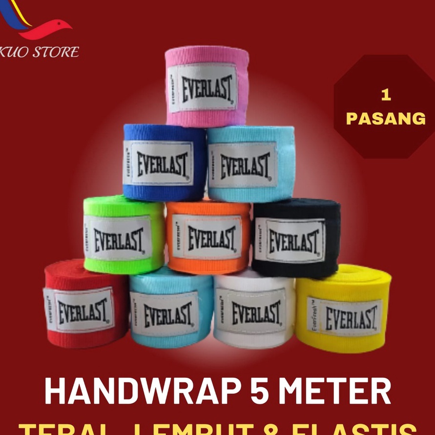 KUALITAS TANPA KOMPROMI HAND WRAPS EVERLAST 5 METER MUAY THAI  HANDWRAP EVERLAST 5 METER