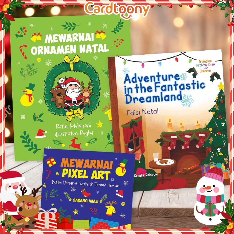 Buku Mewarnai Natal Aktivitas Anak DwiBahasa Natal Christmas Coloring Book