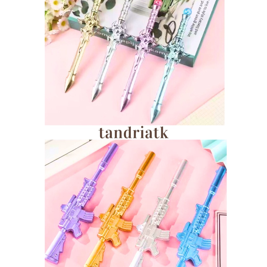 

KI3 1 Lusin 12 pcs Bolpen Gel Pedang Pulpen Motif Cowo Pena Untuk Lelaki