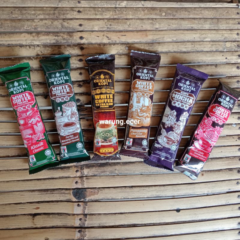 

ECERAN - ORIENTAL KOPI WHITE COFFEE CLASSIC / CHARCOAL ROASTED PANGGANG / MOCHA / HAZELNUT / EXTRA KAW / TANPA GULA / TEH TARIK / ROYAL CHOCO (1 SACHET)