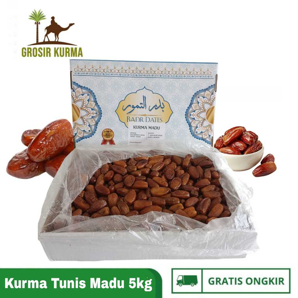 

KURMA TUNISIA TUNIS MADU 5 KG MEREK BADR DATES ORIGINAL UNTUK OLEH OLEH HAJI UMROH